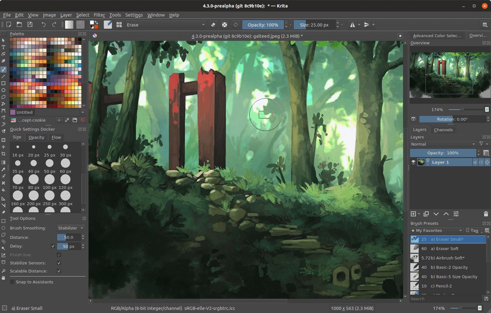 Krita digital painting workspace