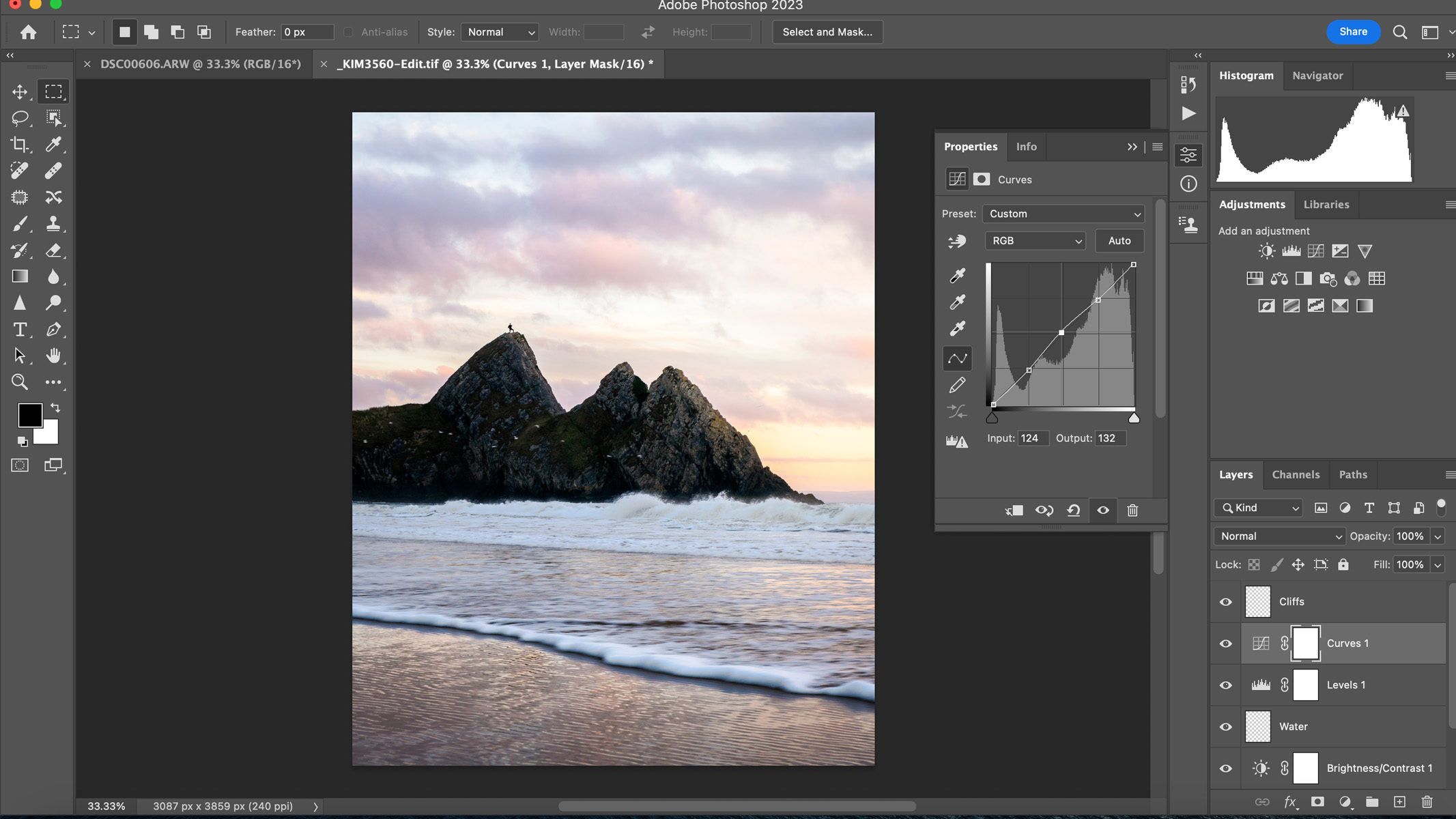 Photoshop workspace with panels